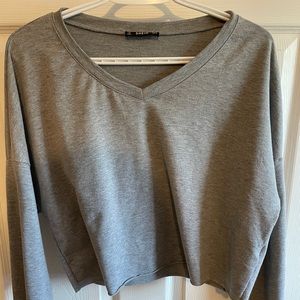 Shein Cropped Long Sleeve Grey Shirt Womens Size Medium